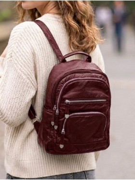 SOLID FAUX LEATHER BACKPACK