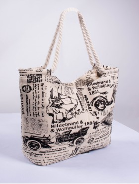 Newspaper Print Canvas Tote Bag