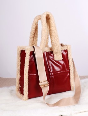 Faux Leather Purse W/Fur trim.