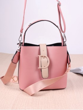 Faux Leather Satchel with Long Strap