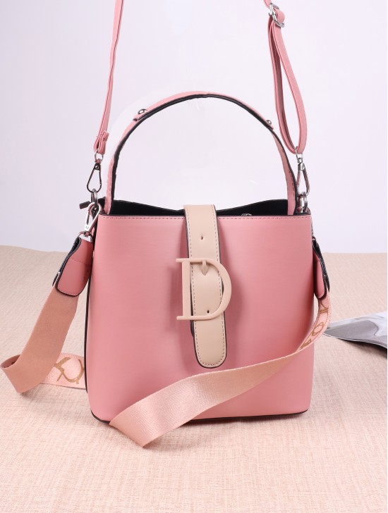 Faux Leather Satchel with Long Strap