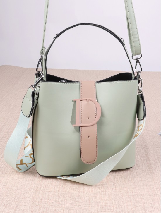 Faux Leather Satchel with Long Strap