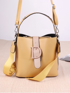Faux Leather Satchel with Long Strap