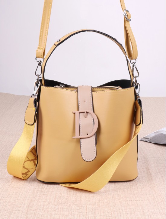 Faux Leather Satchel with Long Strap