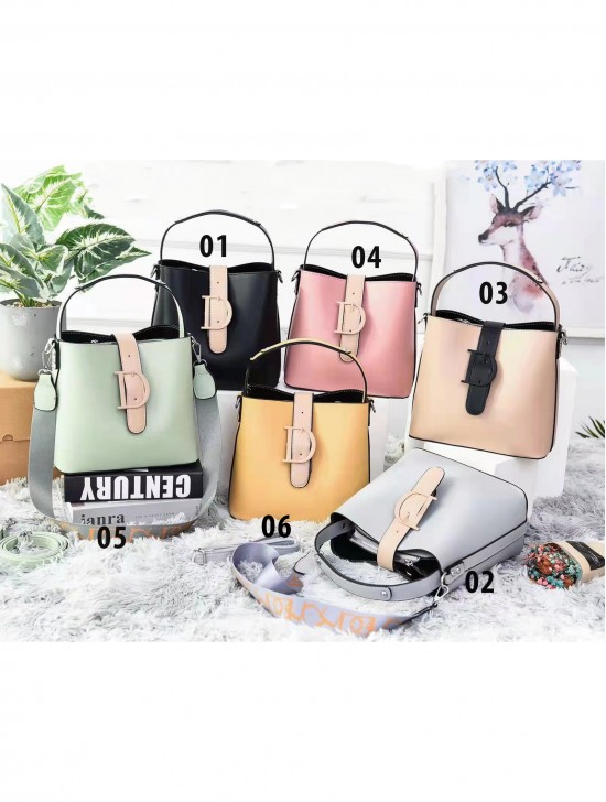 Faux Leather Satchel with Long Strap
