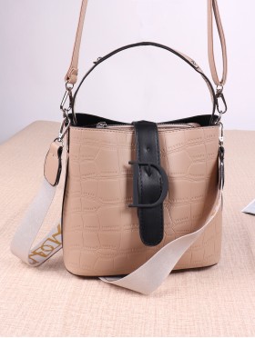 Faux Snake Skin Satchel Bag with Long Strap 