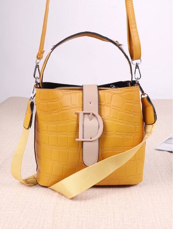 Faux Snake Skin Satchel Bag with Long Strap 