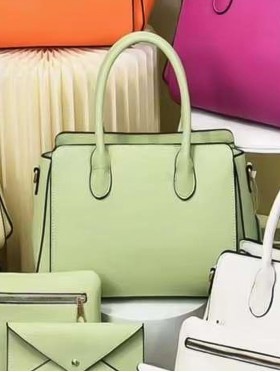 3 in One Ladies PU handbag Satchel W/ Cosmetic Bag and Wallet 
