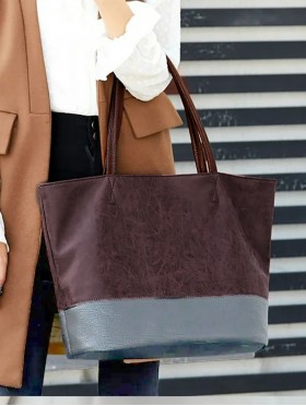 2 Tone Matte PU Tote Bag 