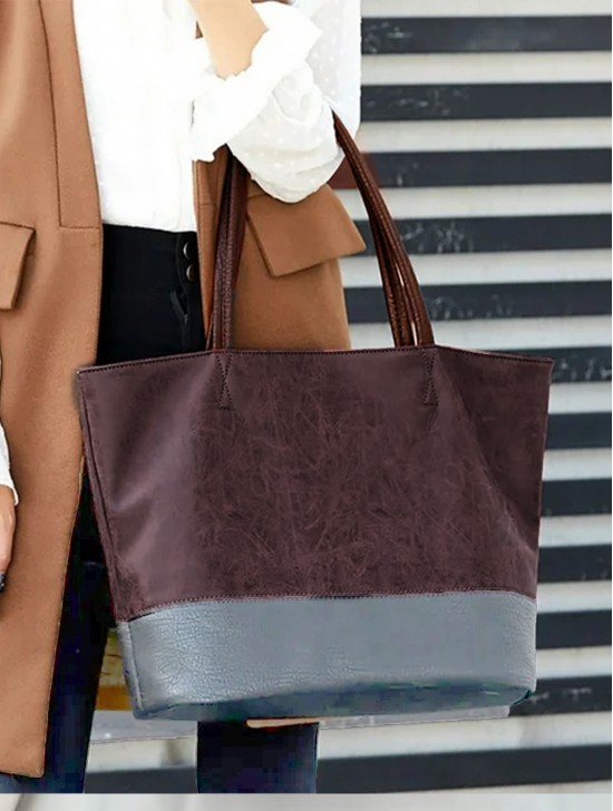 2 Tone Matte PU Tote Bag 