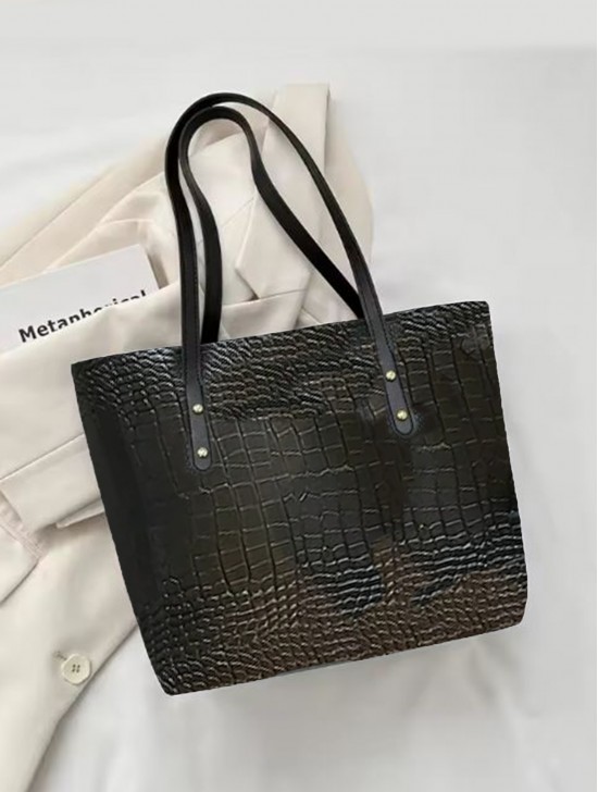 Faux Crocodile Skin Tote Bag 