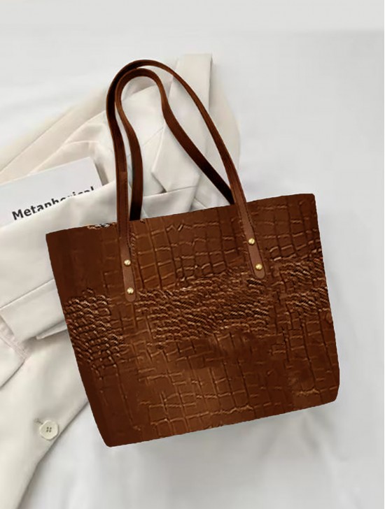Faux Crocodile Skin Tote Bag 