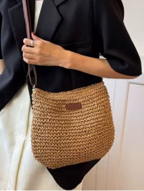 Premium Straw Weaved Bag with Faux Leather Strap
