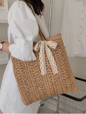 Premium Straw Weaved Bag with Faux Leather Strap