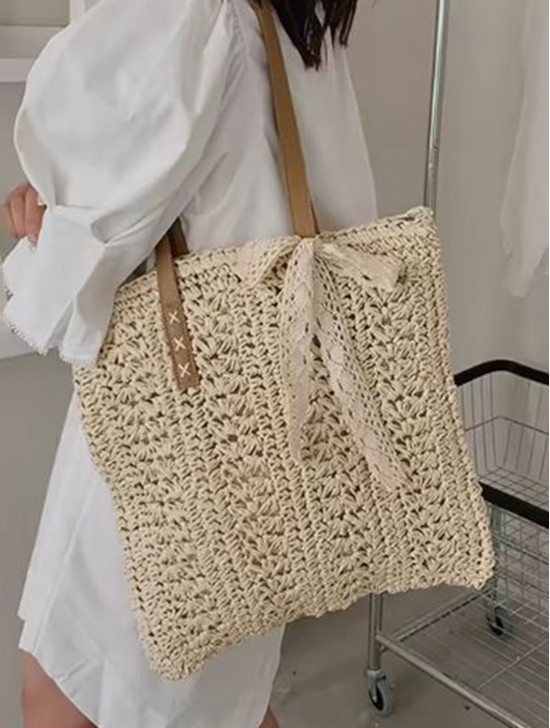 Premium Straw Weaved Bag with Faux Leather Strap