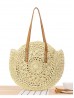 Premium Round Straw Weaved Bag with Faux Leather Strap
