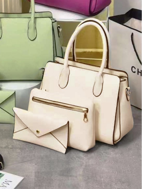 3 in One Ladies PU handbag Satchel W/ Cosmetic Bag and Wallet 