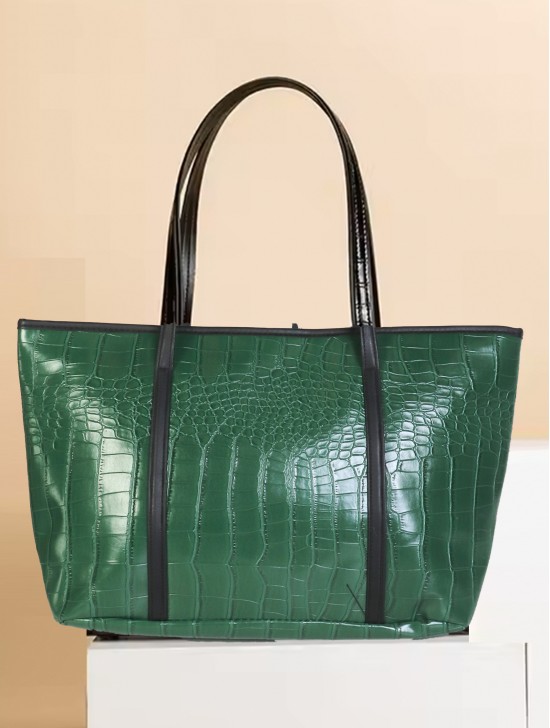 Faux Crocodile Skin Tote Bag 