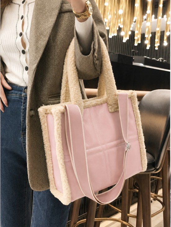 Faux Leather Purse W/Fur trim.