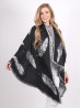 Reversible Soft Feather Patterned Scarf w/ Fringe