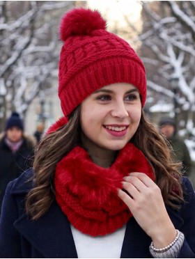Fashion Knitted Furry Set W/ (Scarf, Hat)