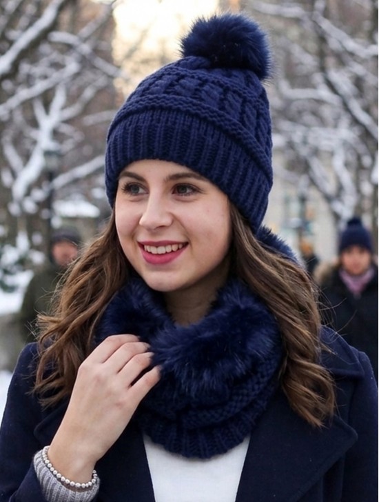 Fashion Knitted Furry Set W/ (Scarf, Hat) Fashion Knitted Furry Set W/ (Scarf, Hat)