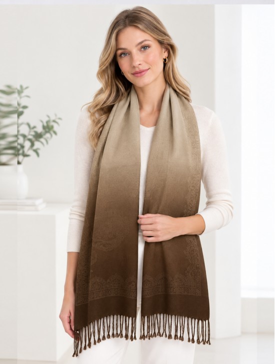 Solid Color Two-Tone Shawl Scarf