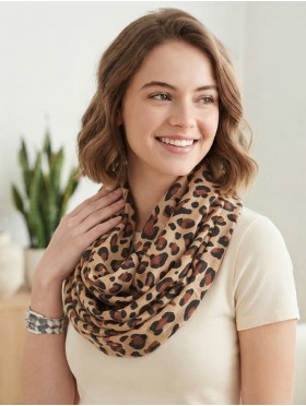 CHIFFON LOOP LARGE LEOPARD PRINT