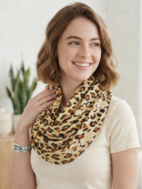 CHIFFON LOOP LARGE LEOPARD PRINT