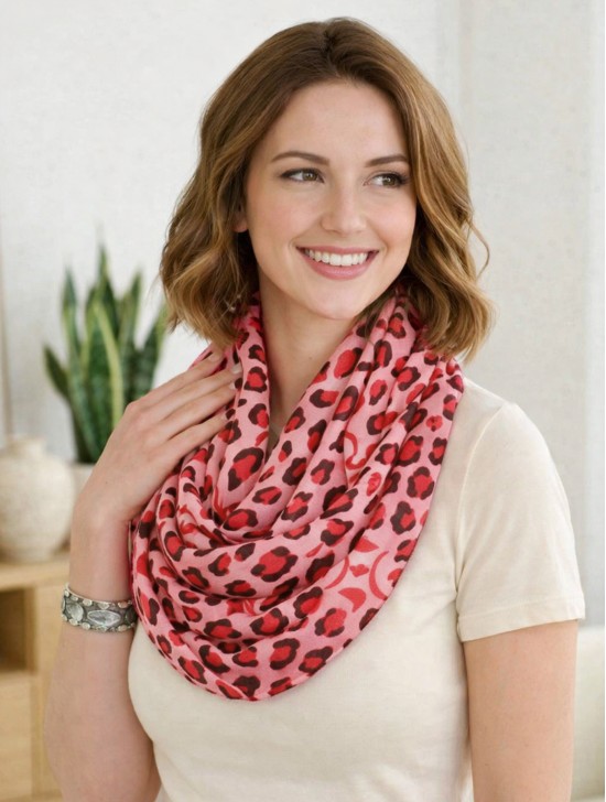 CHIFFON LOOP LARGE LEOPARD PRINT
