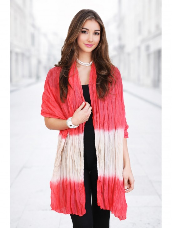 CHIFFON SCARF,TIE DYE TWO TONE