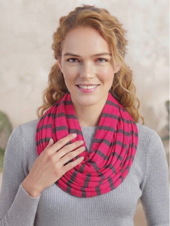 Jersey Striped Double Loop Scarf