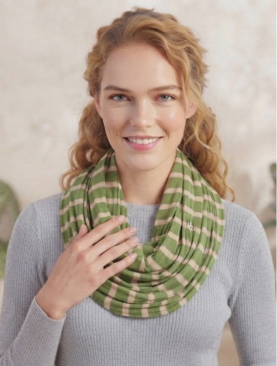 Jersey Striped Double Loop Scarf Jersey Striped Double Loop Scarf