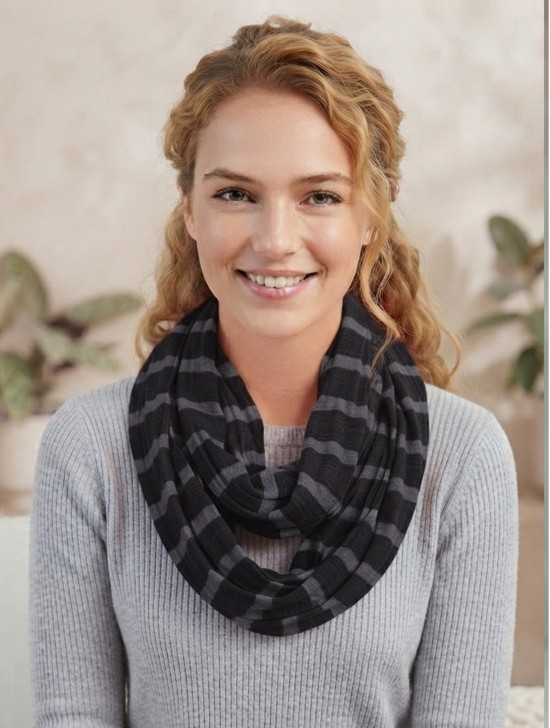 Jersey Striped Double Loop Scarf