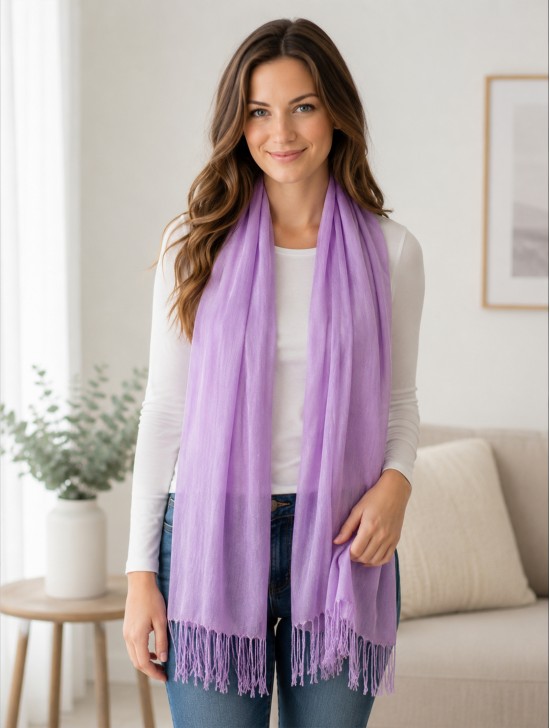 SOLID SILK BLEND SHAWL SCARF
