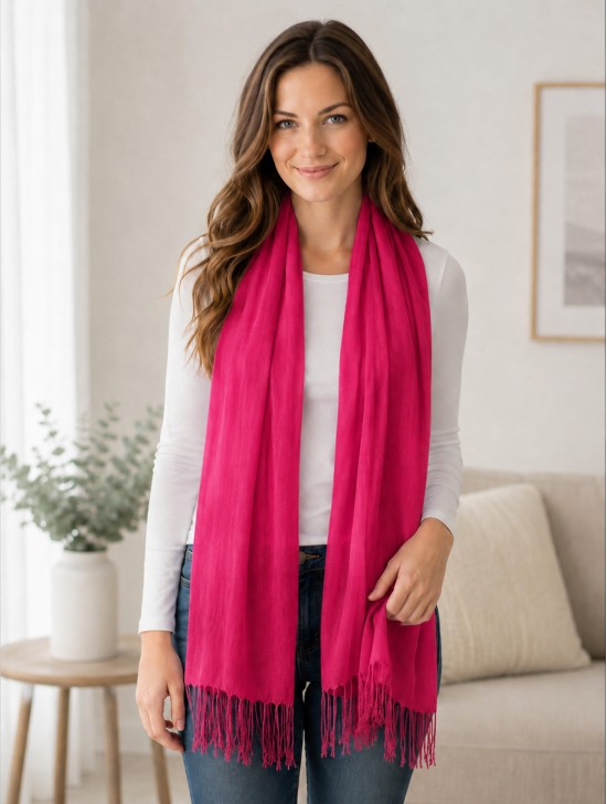 SOLID SILK BLEND SHAWL SCARF