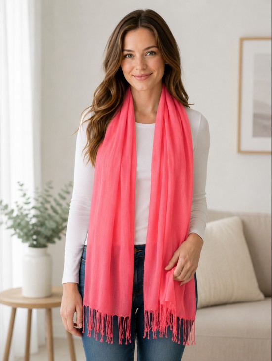SOLID SILK BLEND SHAWL SCARF