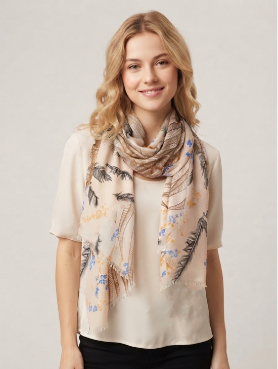 WINGS & FEATHER CASHMERE SCARF