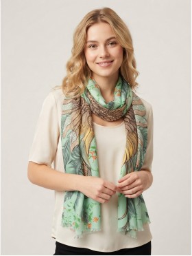 WINGS & FEATHER CASHMERE SCARF