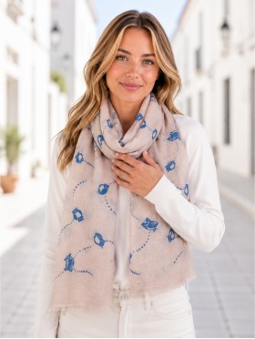 Textured Owl Design Scarf