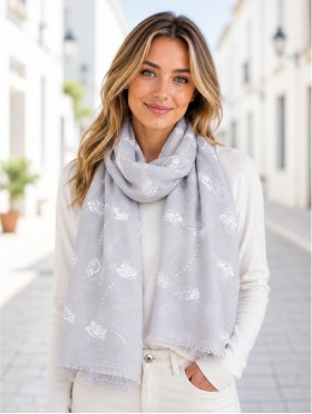 Textured Owl Design Scarf