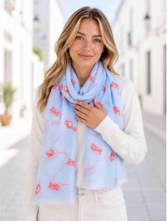 Textured Owl Design Scarf