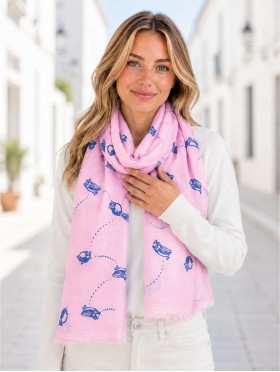 Textured Owl Design Scarf