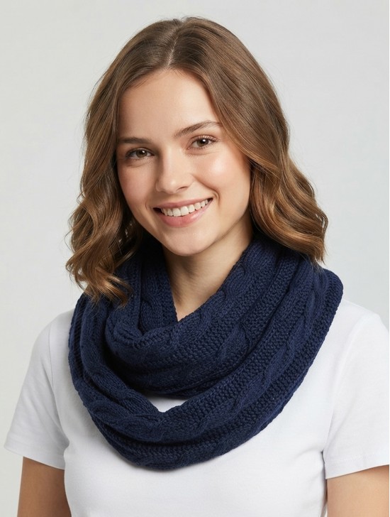 Weave Rib Knit Loop Scarf