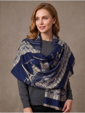 Trendy Paris Print Scarf/Cape