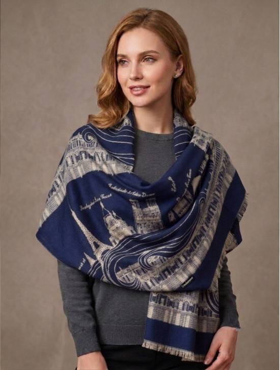 Trendy Paris Print Scarf/Cape
