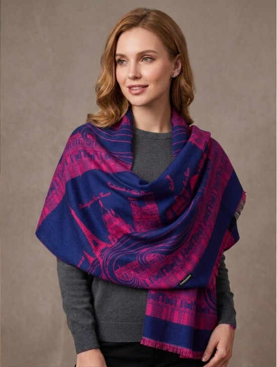 Trendy Paris Print Scarf/Cape