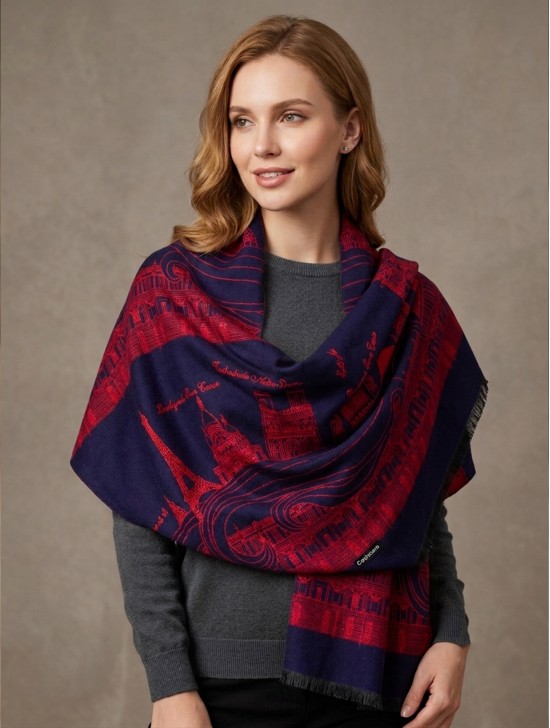 Trendy Paris Print Scarf/Cape