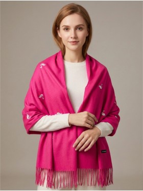 Premium Flamingo Embroidery Scarf