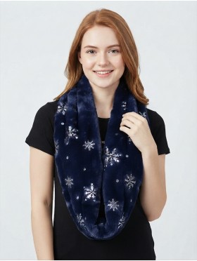 Snowflake Plush Loop Premium Scarf